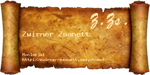 Zwirner Zsanett névjegykártya